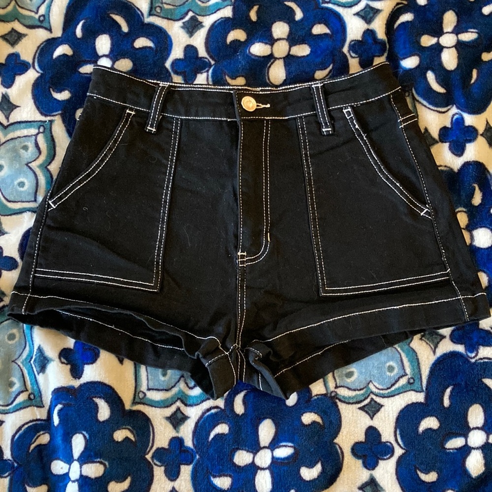Black Cotton Shorts